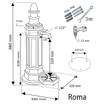 Roma kerti kút 22/09 sárga műkő